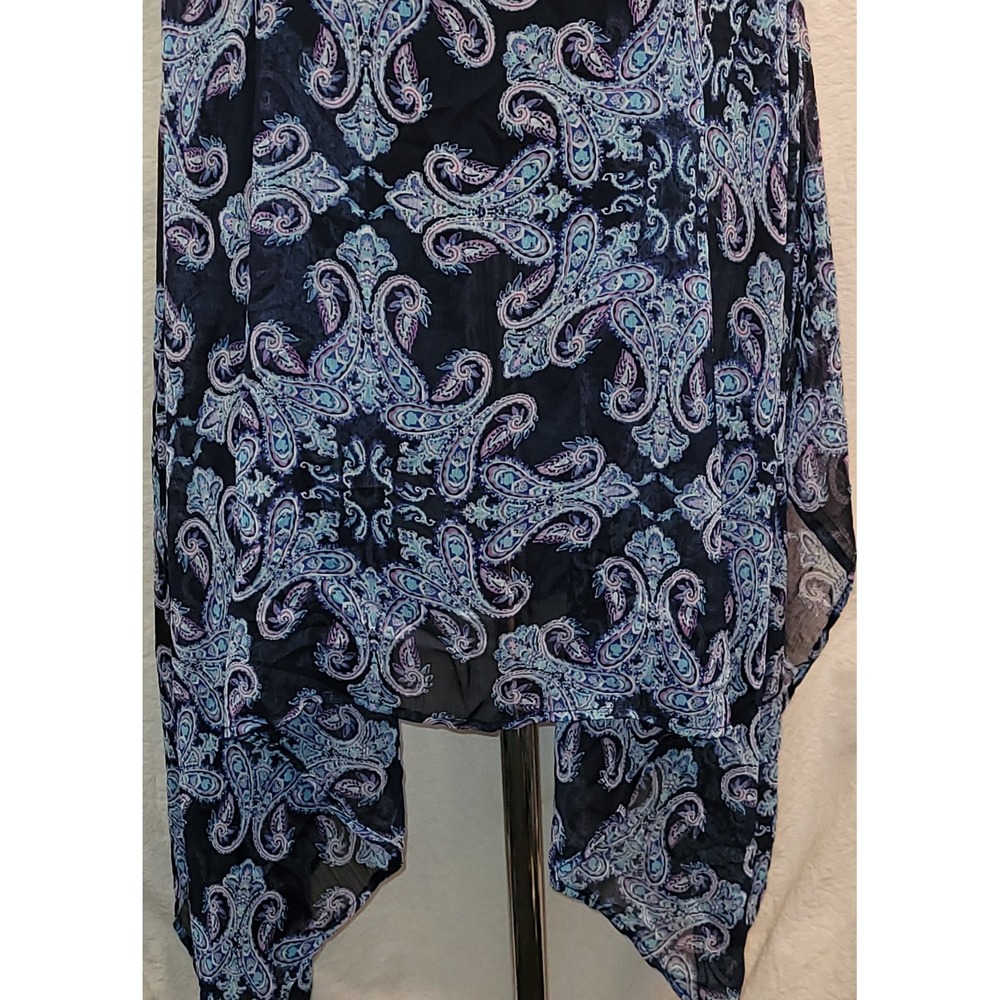 NWT Ellen Tracy Co. XL Navy Blue Halter Dress Paisley Sheer Swimsuit CoverUp - Picture 3 of 13